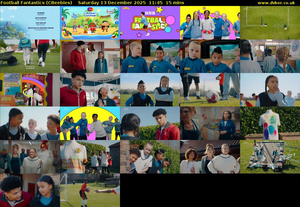 Football Fantastics (CBeebies) Saturday 13 December 2025 11:45 - 12:00
