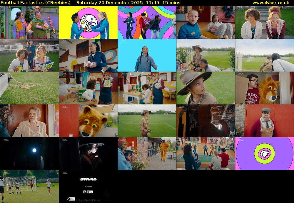 Football Fantastics (CBeebies) Saturday 20 December 2025 11:45 - 12:00