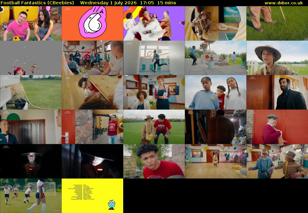 Football Fantastics (CBeebies) Wednesday 1 July 2026 17:05 - 17:20