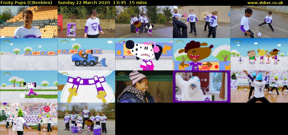 Footy Pups (CBeebies) Sunday 22 March 2020 13:45 - 14:00