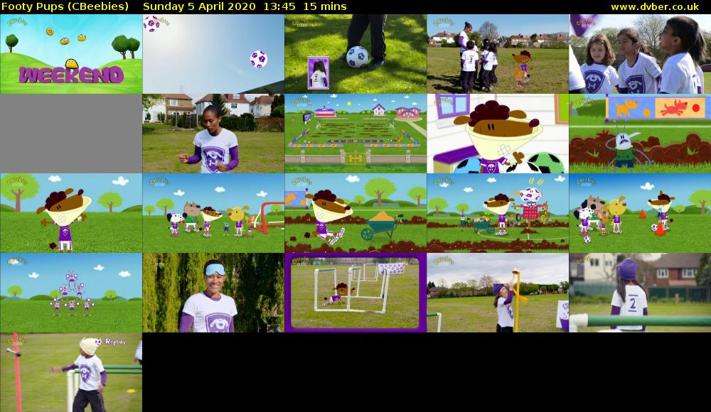 Footy Pups (CBeebies) Sunday 5 April 2020 13:45 - 14:00