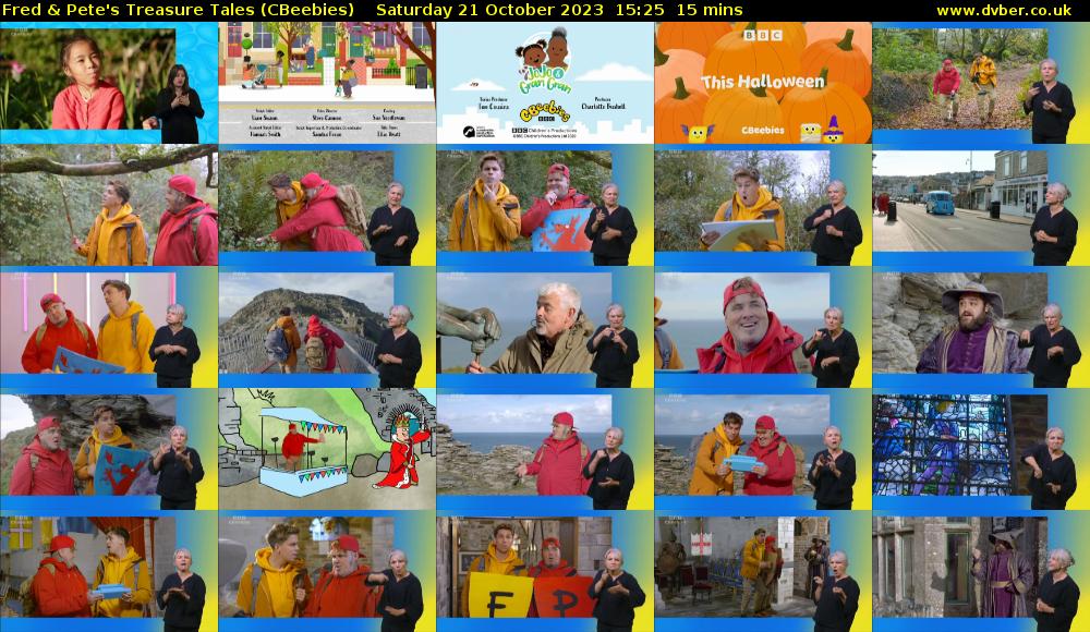 Fred & Pete's Treasure Tales (CBeebies) Saturday 21 October 2023 15:25 - 15:40