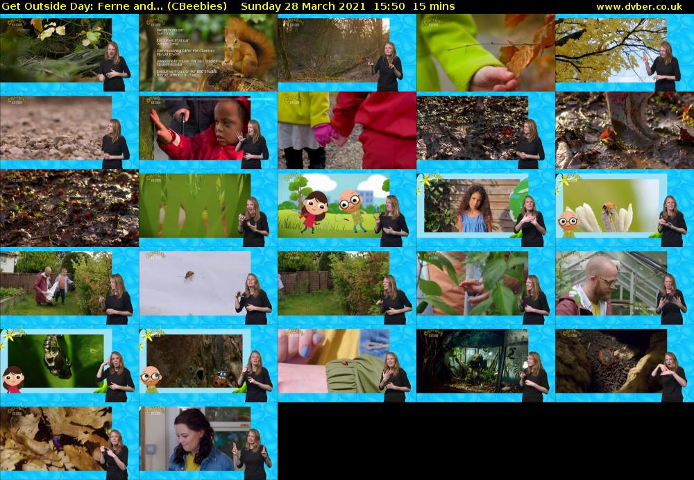 Get Outside Day: Ferne and... (CBeebies) Sunday 28 March 2021 15:50 - 16:05