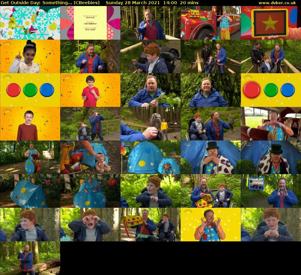 Get Outside Day: Something... (CBeebies) Sunday 28 March 2021 14:00 - 14:20