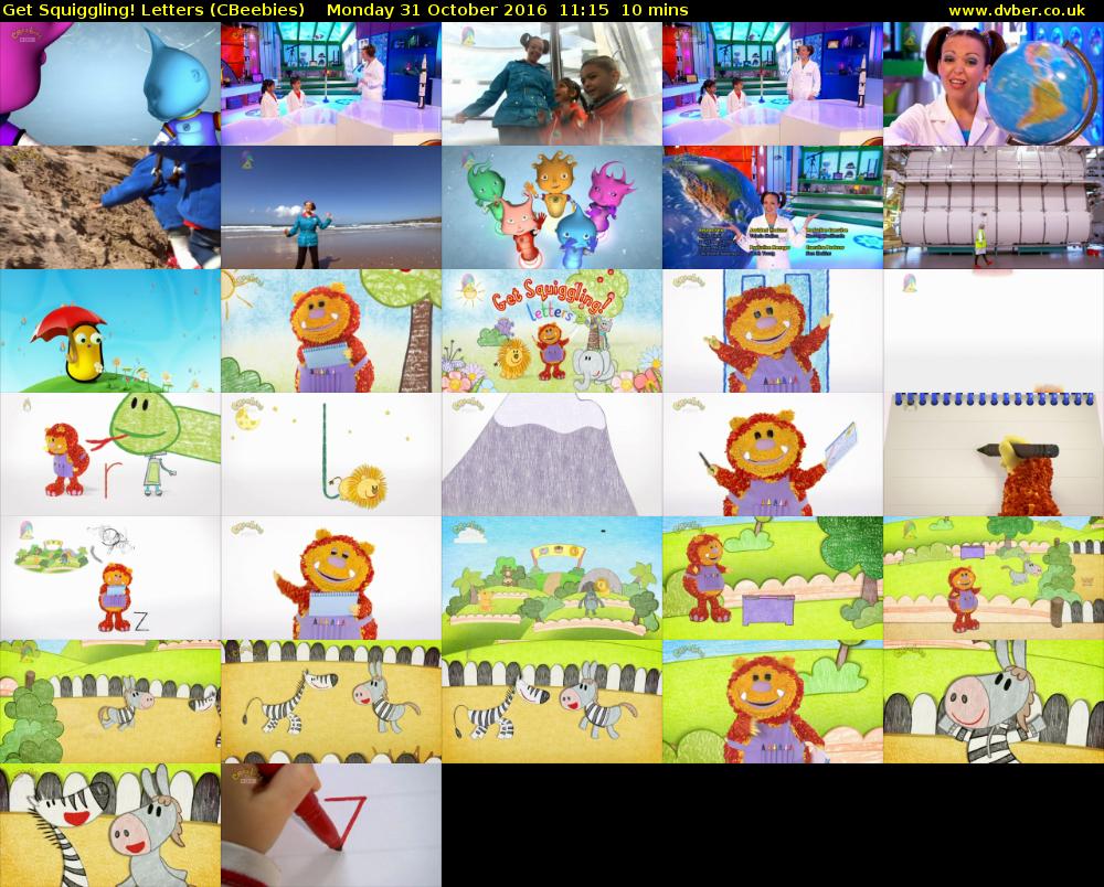 Get Squiggling! Letters (CBeebies) Monday 31 October 2016 11:15 - 11:25