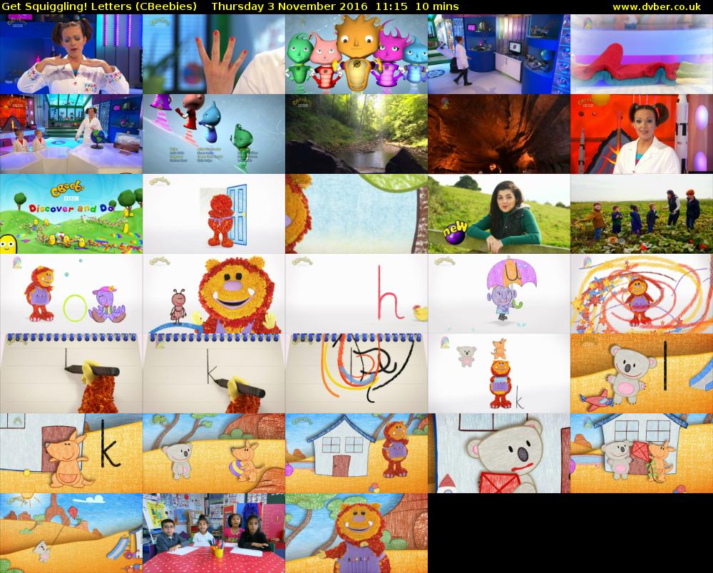 Get Squiggling! Letters (CBeebies) Thursday 3 November 2016 11:15 - 11:25