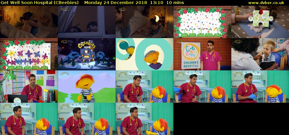 Get Well Soon Hospital (CBeebies) Monday 24 December 2018 13:10 - 13:20