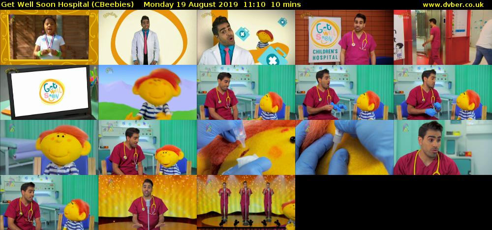 Get Well Soon Hospital (CBeebies) Monday 19 August 2019 11:10 - 11:20