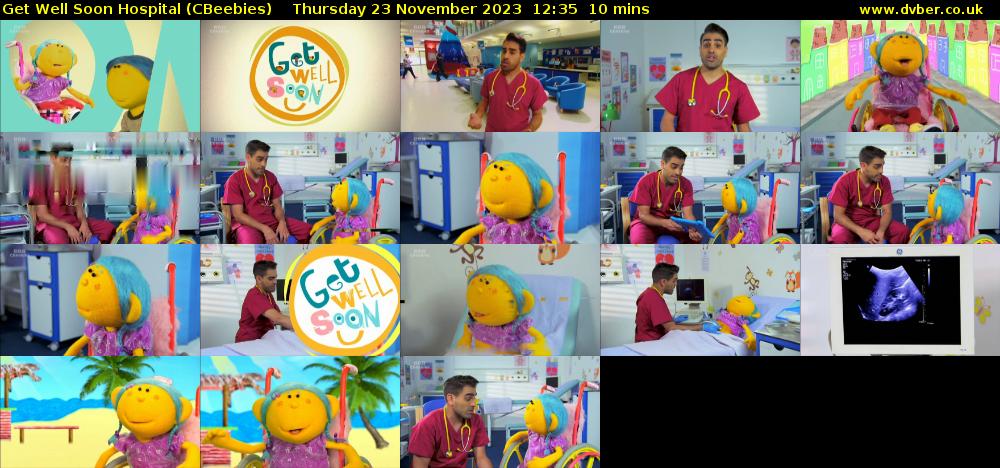 Get Well Soon Hospital (CBeebies) Thursday 23 November 2023 12:35 - 12:45