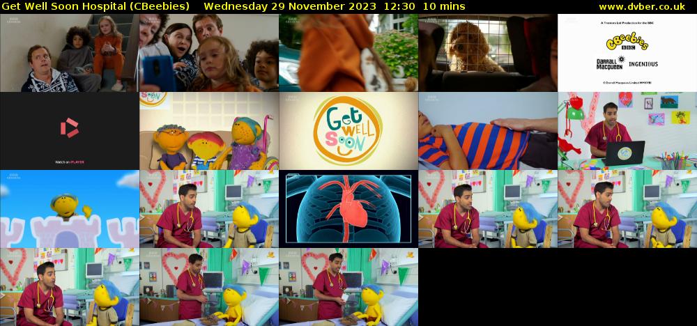 Get Well Soon Hospital (CBeebies) Wednesday 29 November 2023 12:30 - 12:40