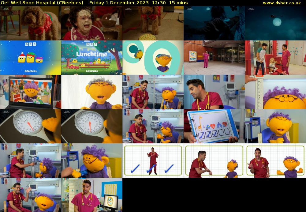 Get Well Soon Hospital (CBeebies) Friday 1 December 2023 12:30 - 12:45