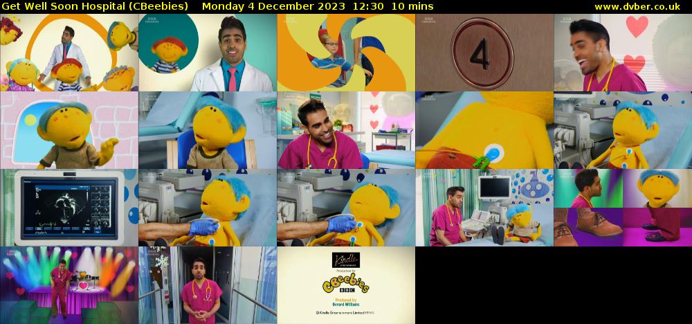 Get Well Soon Hospital (CBeebies) Monday 4 December 2023 12:30 - 12:40