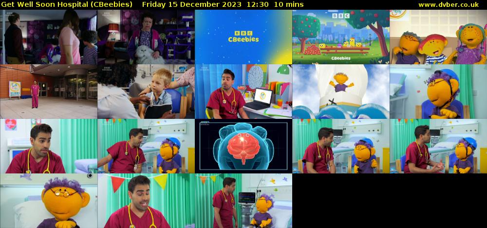 Get Well Soon Hospital (CBeebies) Friday 15 December 2023 12:30 - 12:40
