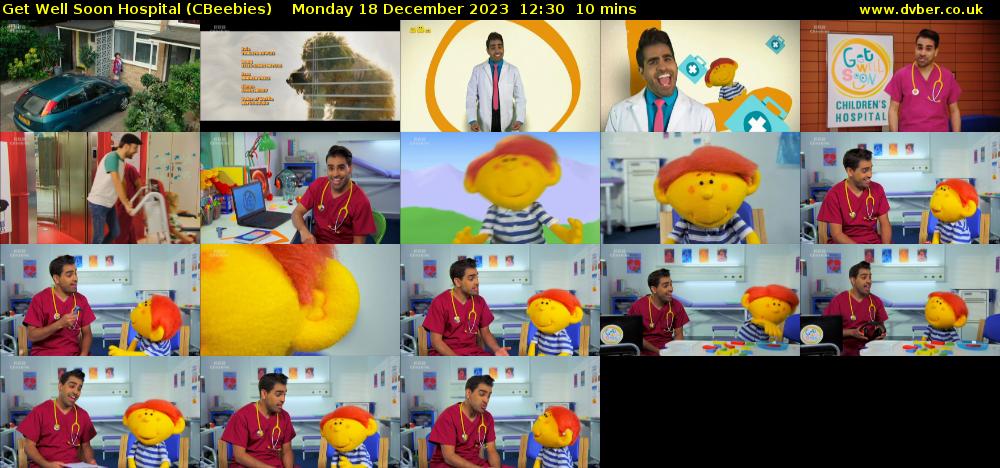 Get Well Soon Hospital (CBeebies) Monday 18 December 2023 12:30 - 12:40