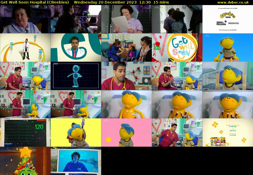 Get Well Soon Hospital (CBeebies) Wednesday 20 December 2023 12:30 - 12:45