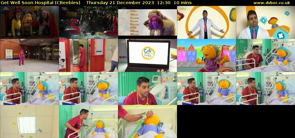 Get Well Soon Hospital (CBeebies) Thursday 21 December 2023 12:30 - 12:40