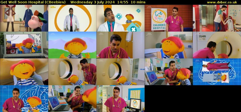 Get Well Soon Hospital (CBeebies) Wednesday 3 July 2024 14:55 - 15:05