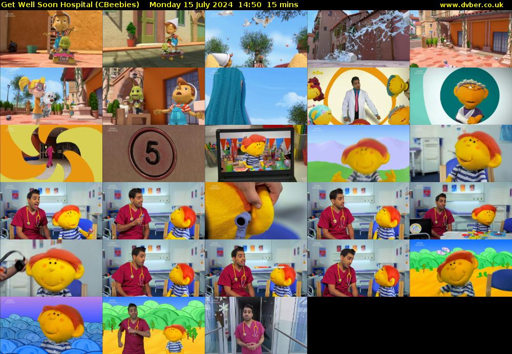 Get Well Soon Hospital (CBeebies) Monday 15 July 2024 14:50 - 15:05