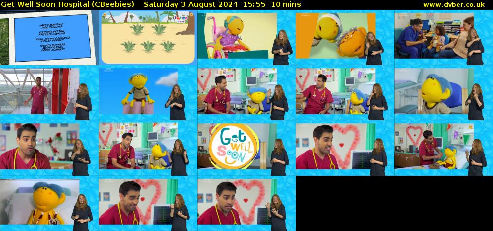 Get Well Soon Hospital (CBeebies) Saturday 3 August 2024 15:55 - 16:05