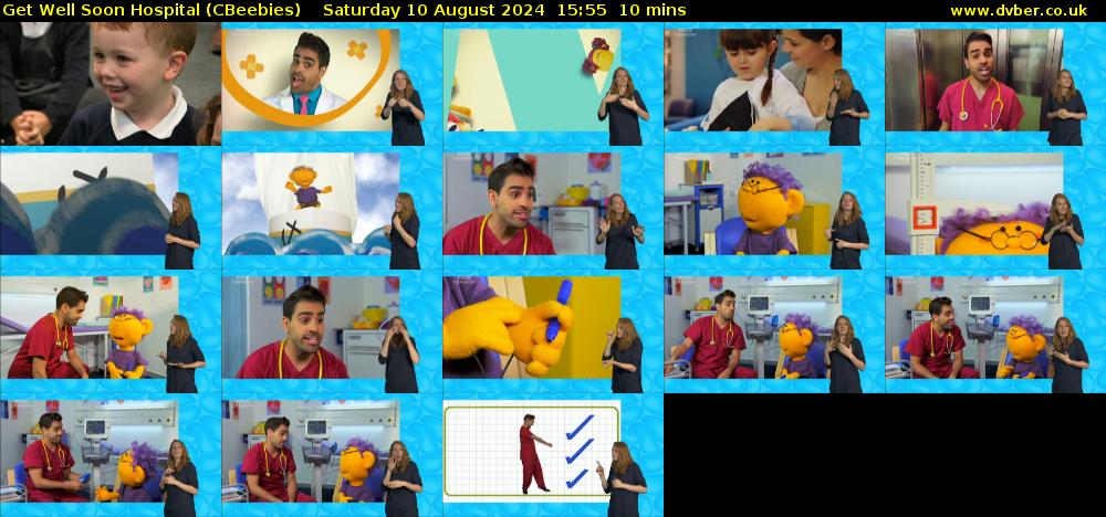 Get Well Soon Hospital (CBeebies) Saturday 10 August 2024 15:55 - 16:05