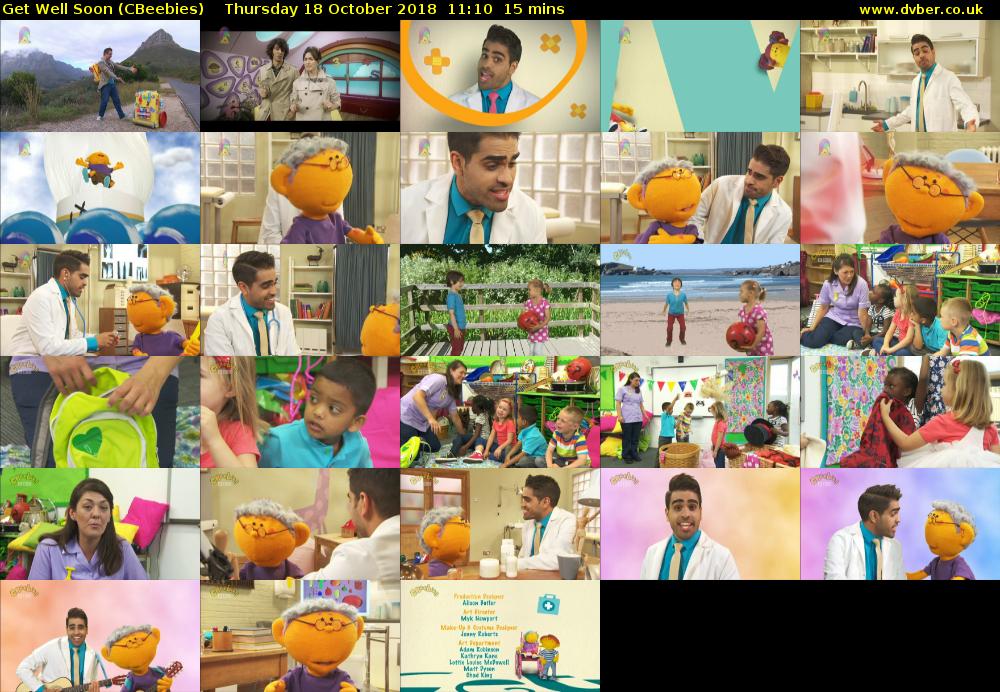 Get Well Soon (CBeebies) Thursday 18 October 2018 11:10 - 11:25