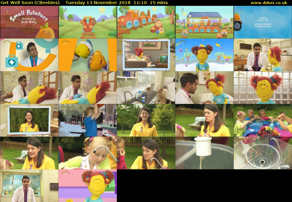 Get Well Soon (CBeebies) Tuesday 13 November 2018 11:10 - 11:25