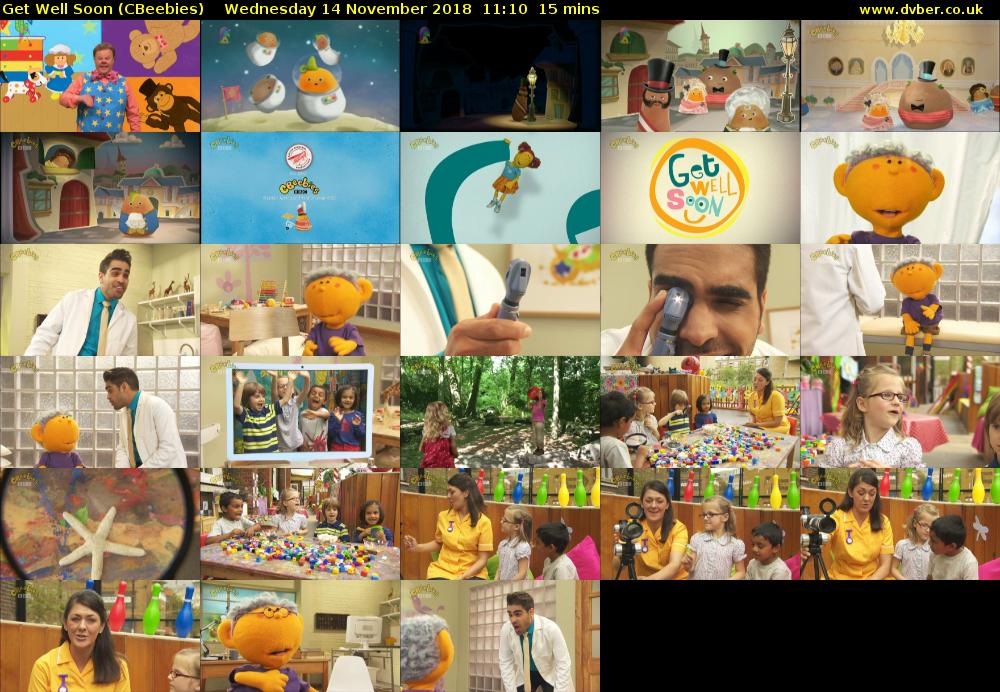Get Well Soon (CBeebies) Wednesday 14 November 2018 11:10 - 11:25