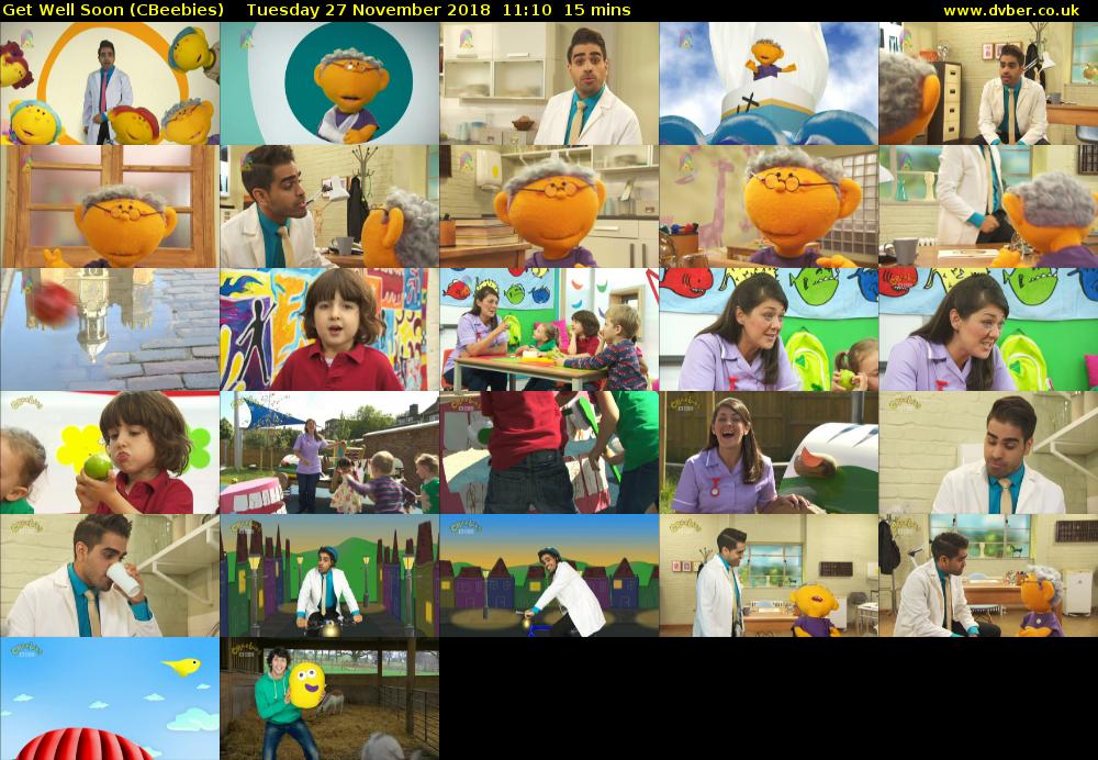 Get Well Soon (CBeebies) Tuesday 27 November 2018 11:10 - 11:25
