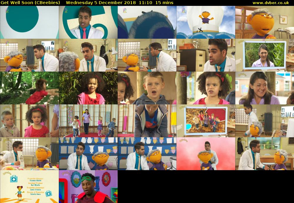 Get Well Soon (CBeebies) Wednesday 5 December 2018 11:10 - 11:25