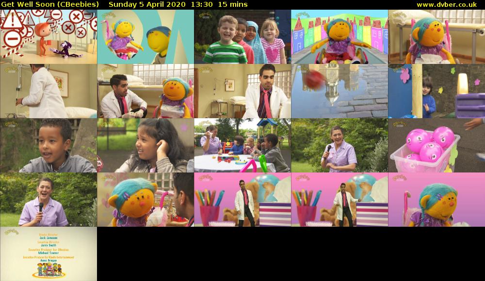 Get Well Soon (CBeebies) Sunday 5 April 2020 13:30 - 13:45