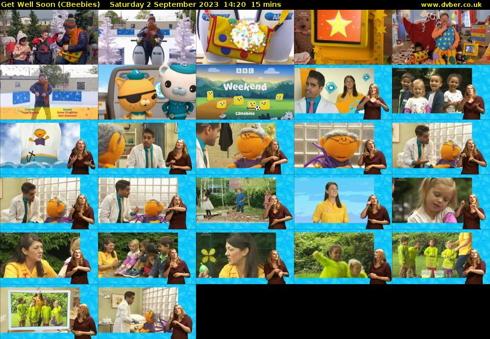 Get Well Soon (CBeebies) Saturday 2 September 2023 14:20 - 14:35