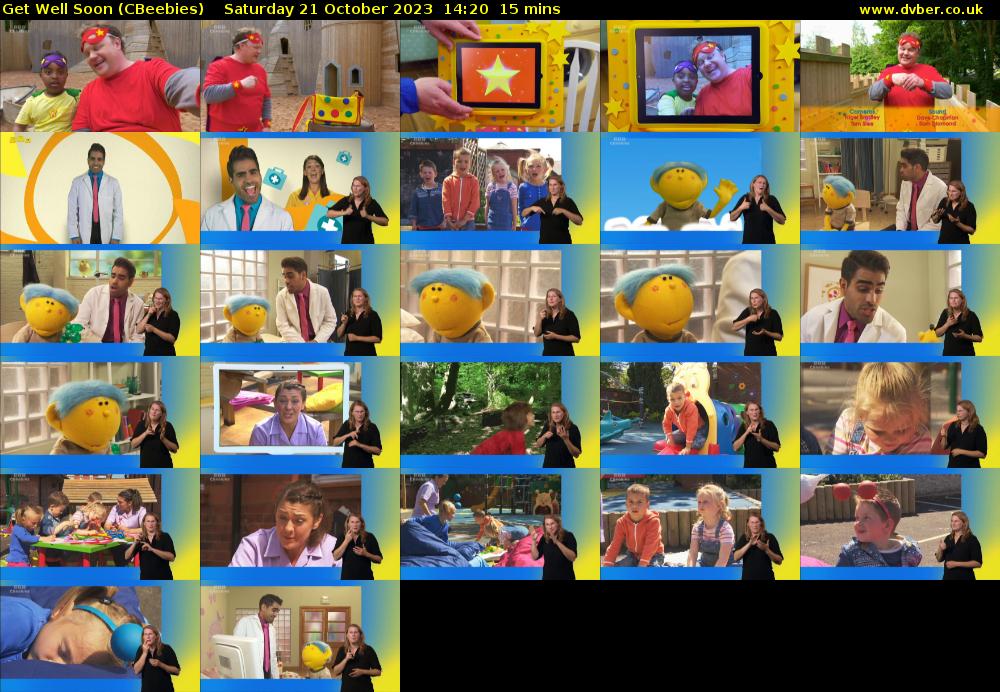Get Well Soon (CBeebies) Saturday 21 October 2023 14:20 - 14:35