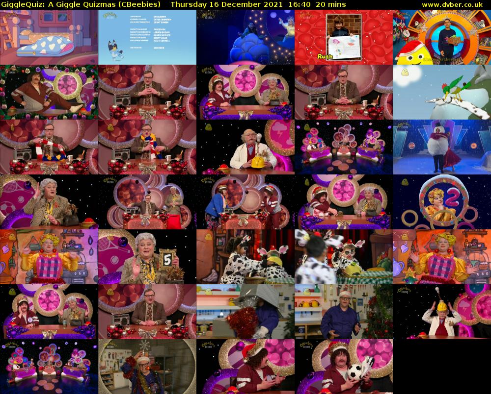 GiggleQuiz: A Giggle Quizmas (CBeebies) Thursday 16 December 2021 16:40 - 17:00