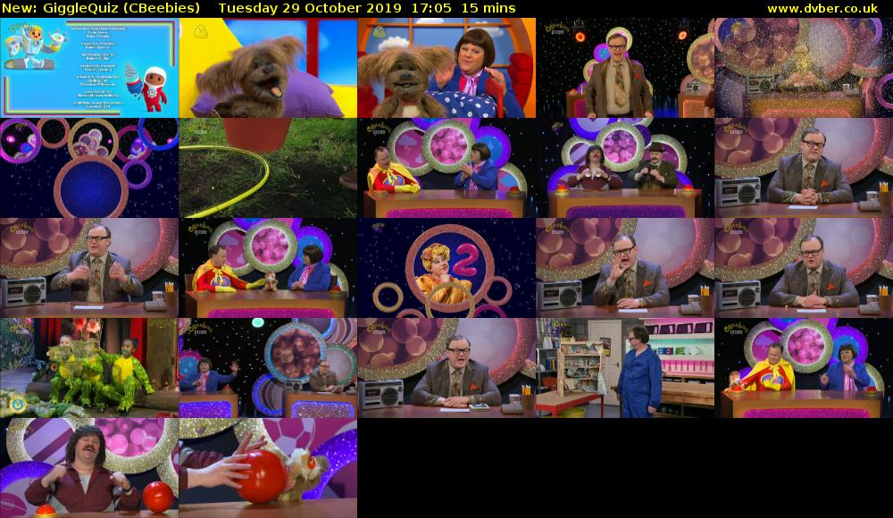 GiggleQuiz (CBeebies) Tuesday 29 October 2019 17:05 - 17:20
