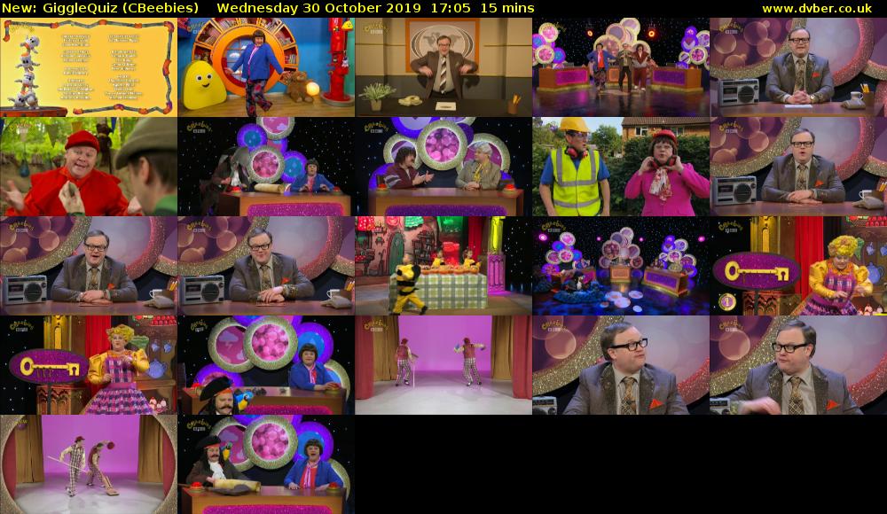 GiggleQuiz (CBeebies) Wednesday 30 October 2019 17:05 - 17:20