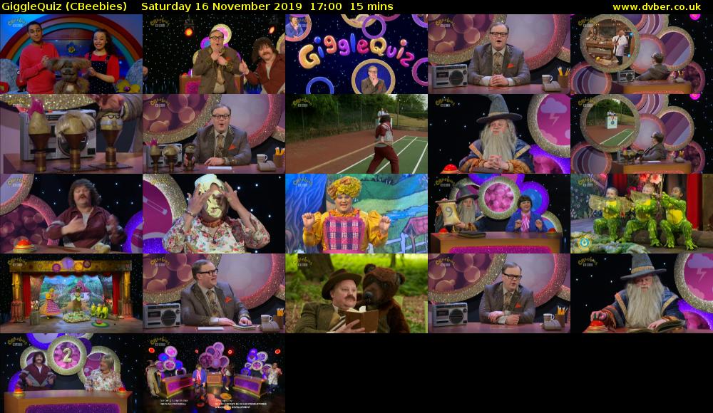 GiggleQuiz (CBeebies) Saturday 16 November 2019 17:00 - 17:15