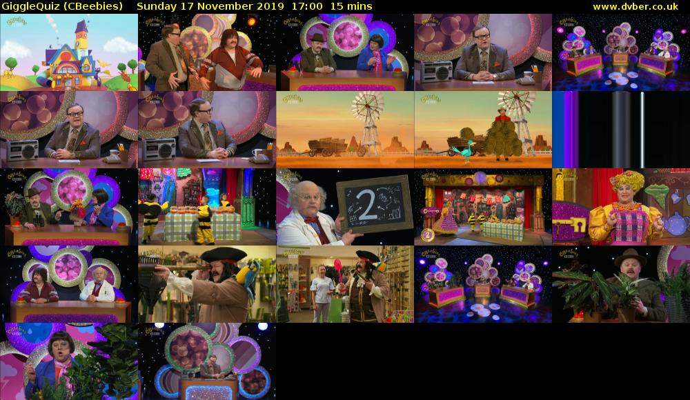 GiggleQuiz (CBeebies) Sunday 17 November 2019 17:00 - 17:15