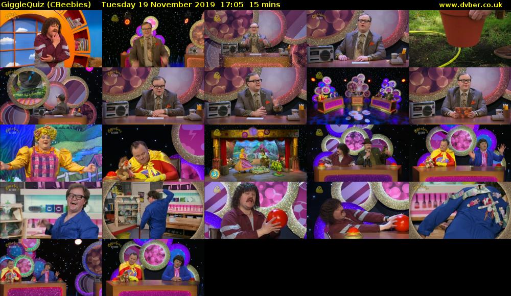 GiggleQuiz (CBeebies) Tuesday 19 November 2019 17:05 - 17:20