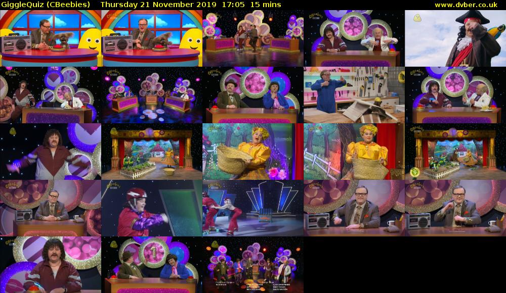 GiggleQuiz (CBeebies) Thursday 21 November 2019 17:05 - 17:20