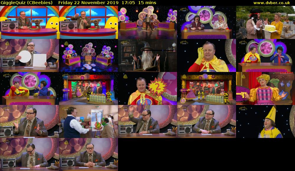 GiggleQuiz (CBeebies) Friday 22 November 2019 17:05 - 17:20