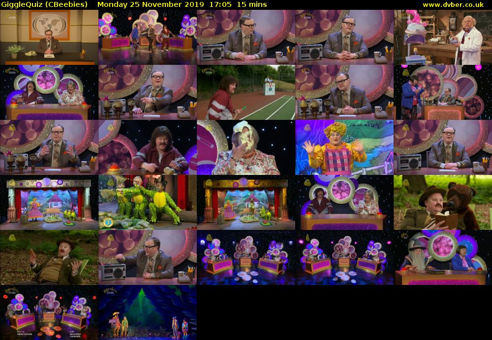 GiggleQuiz (CBeebies) Monday 25 November 2019 17:05 - 17:20