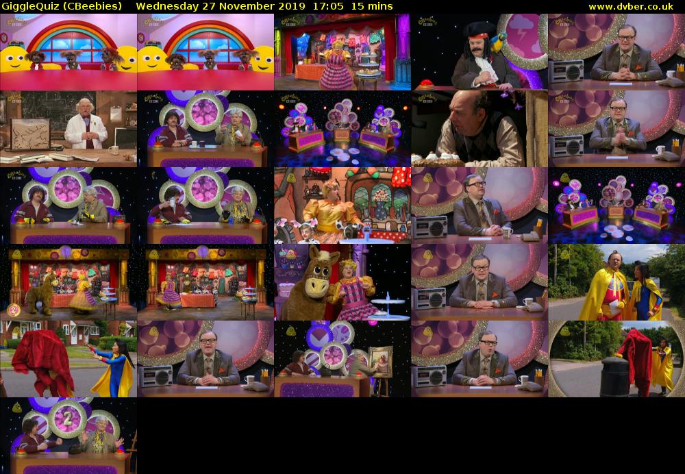 GiggleQuiz (CBeebies) Wednesday 27 November 2019 17:05 - 17:20