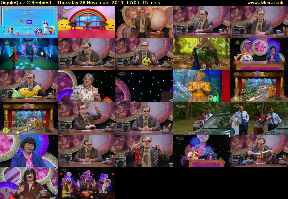 GiggleQuiz (CBeebies) Thursday 28 November 2019 17:05 - 17:20