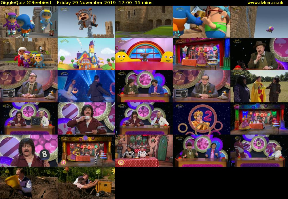 GiggleQuiz (CBeebies) Friday 29 November 2019 17:00 - 17:15