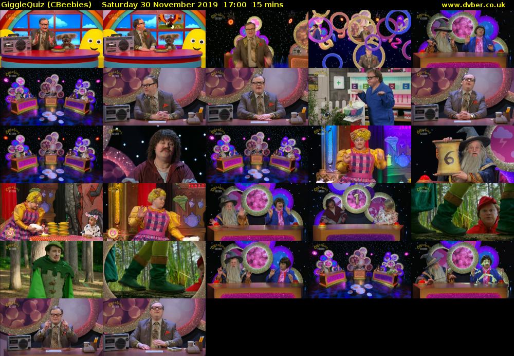 GiggleQuiz (CBeebies) Saturday 30 November 2019 17:00 - 17:15