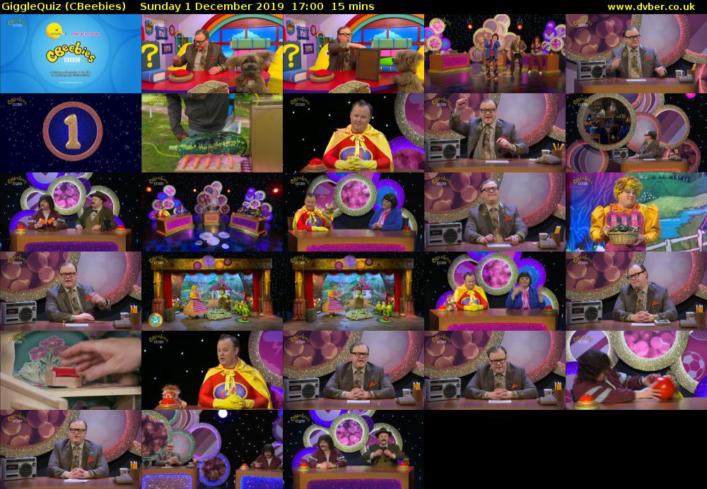 GiggleQuiz (CBeebies) Sunday 1 December 2019 17:00 - 17:15
