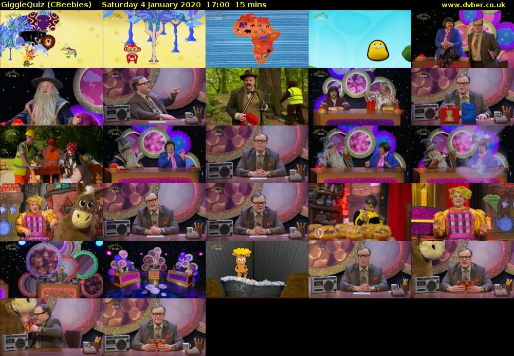GiggleQuiz (CBeebies) Saturday 4 January 2020 17:00 - 17:15