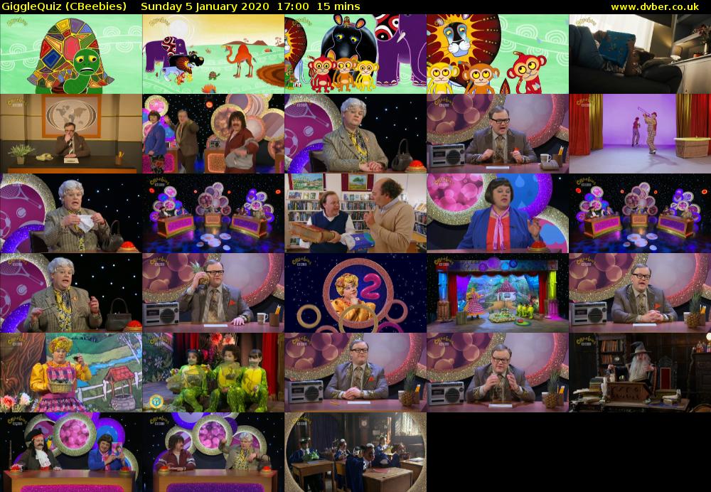 GiggleQuiz (CBeebies) Sunday 5 January 2020 17:00 - 17:15