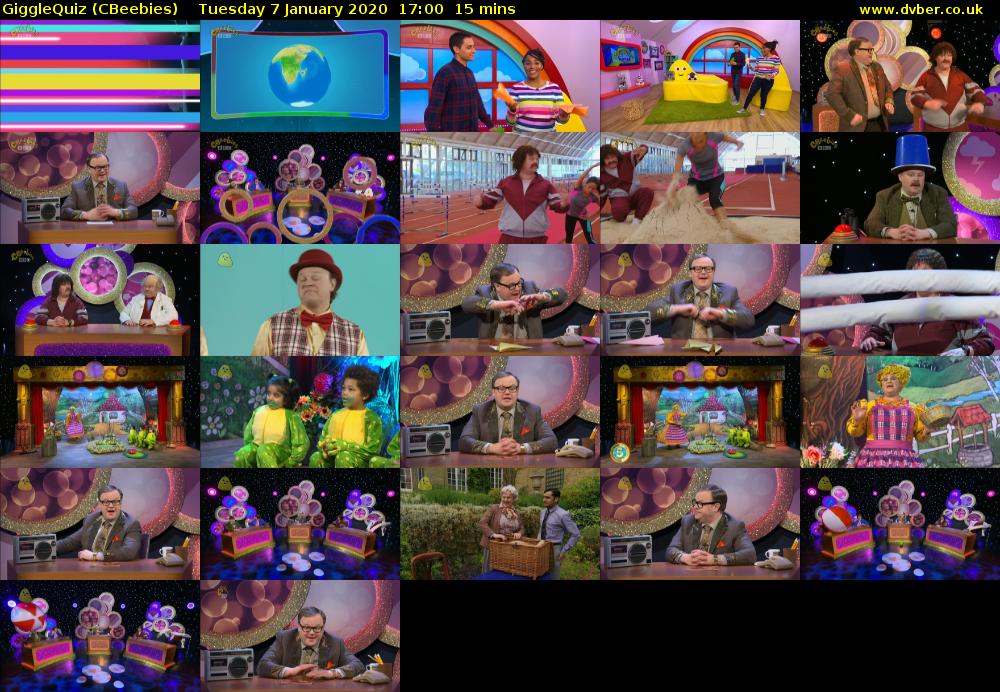 GiggleQuiz (CBeebies) Tuesday 7 January 2020 17:00 - 17:15