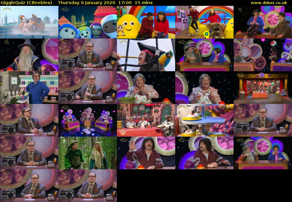 GiggleQuiz (CBeebies) Thursday 9 January 2020 17:00 - 17:15